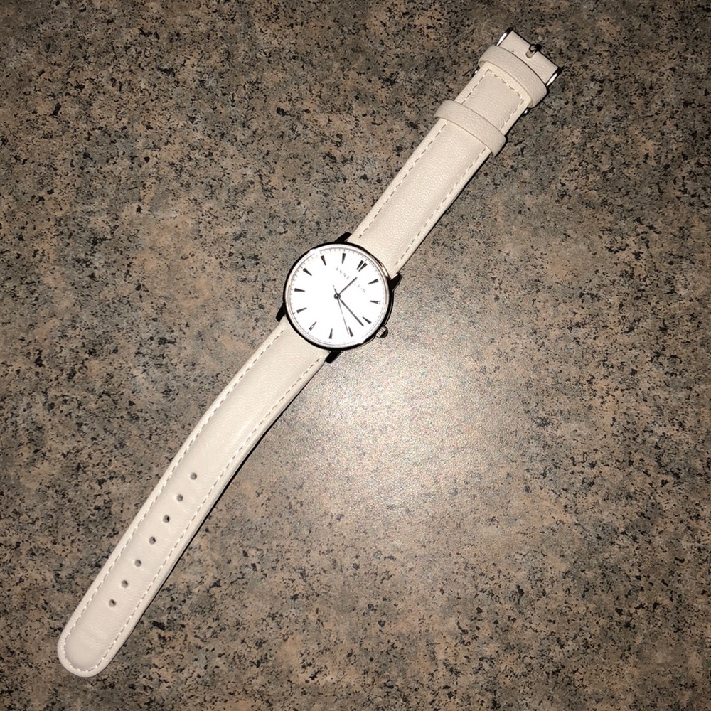 Anne Klein white leather watch